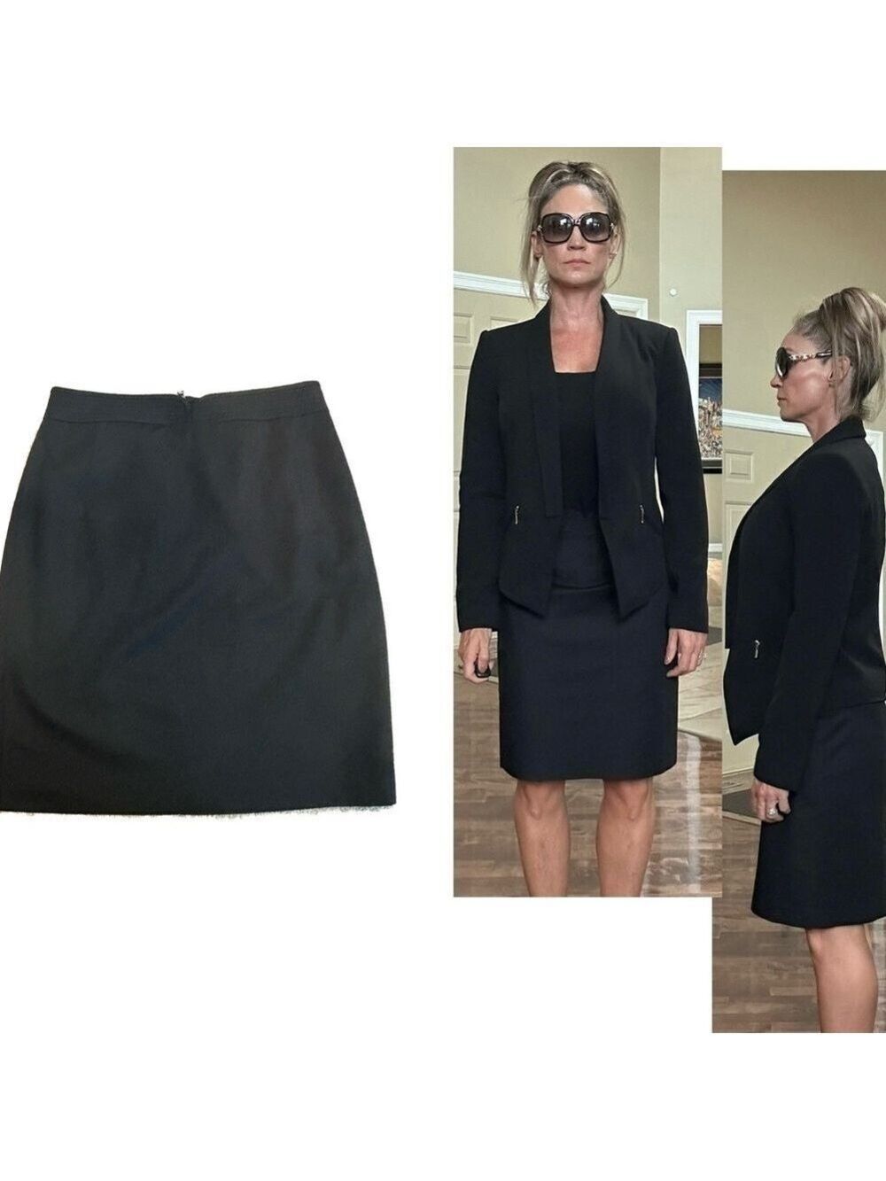 Elie Tahari black straight pencil skirt professional career business office 8